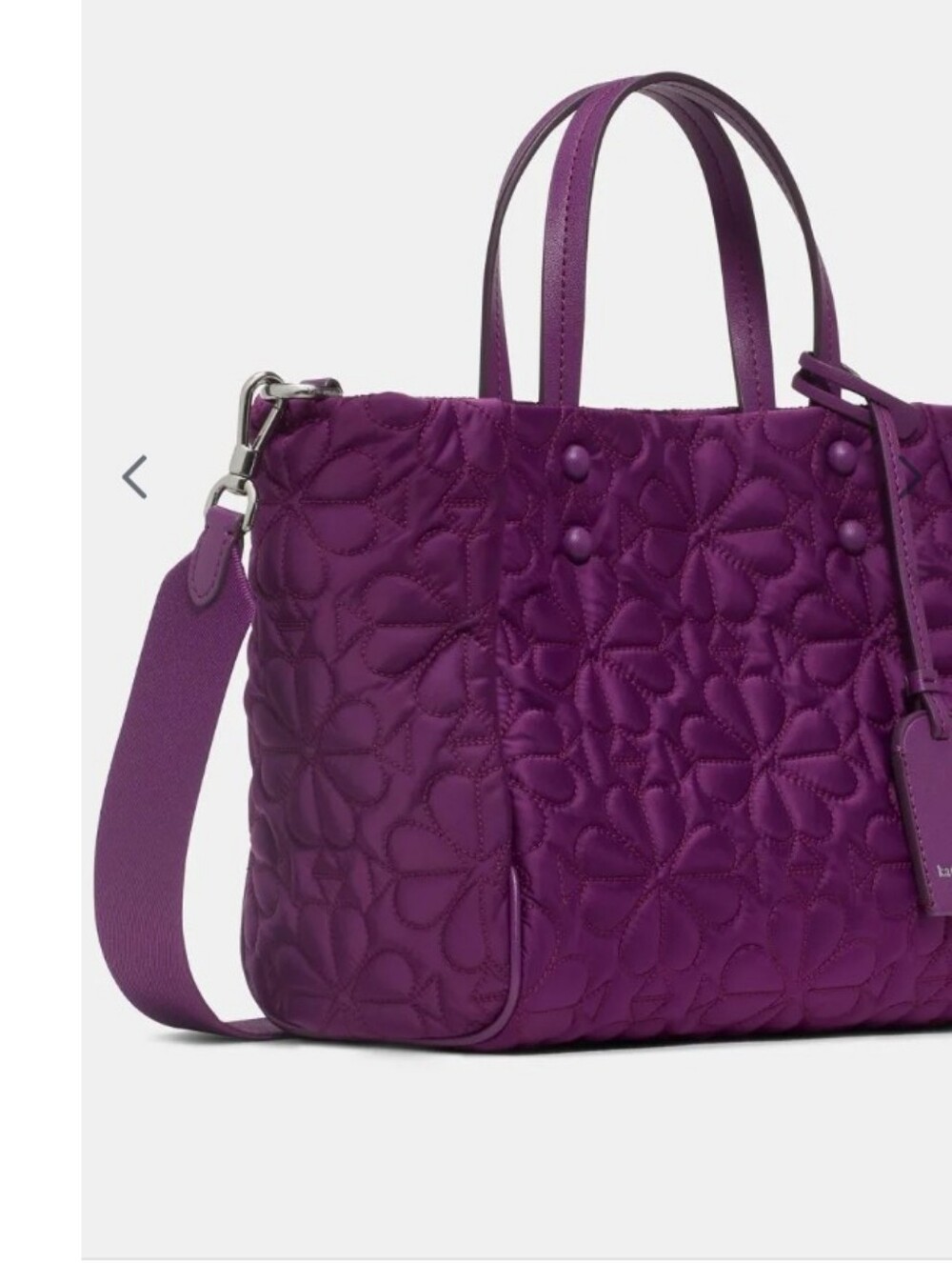 Kate Spade Tilly Quilted Flower Purple Nylon Crossbody Mini Tote kip - Picture 6 of 9